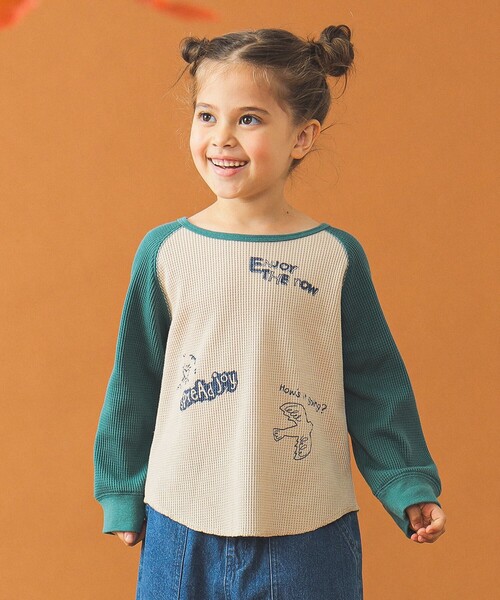 B:MING by BEAMS（ビーミングバイビームス）の「サーマル ラグラン ロングスリーブ Tシャツ（110～140cm）（Tシャツ/カットソー・キッズ・イエロー/グリーン・120/110/100/140/130）」の2枚目の写真