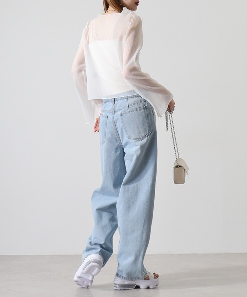 atONE(アットワン)の「デニムサイドフリンジカーブパンツ(デニムパンツ・レディース・ブラック/ブルー系その他2/ブルー・M)」の20枚目の写真
