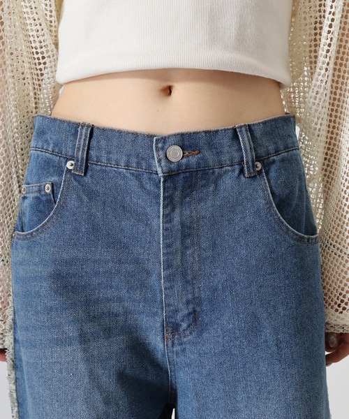 新品 ブロッケンボウ BROCKENBOW フリンジデニムパンツ ジーンズ セール】デニムサイドフリンジカーブパンツ（デニムパンツ