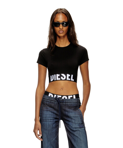 DIESEL グレー クロップドTシャツ【Ｌ】 DIESEL｜レディース Tシャツ クロップド丈 | Rakuten Fashion