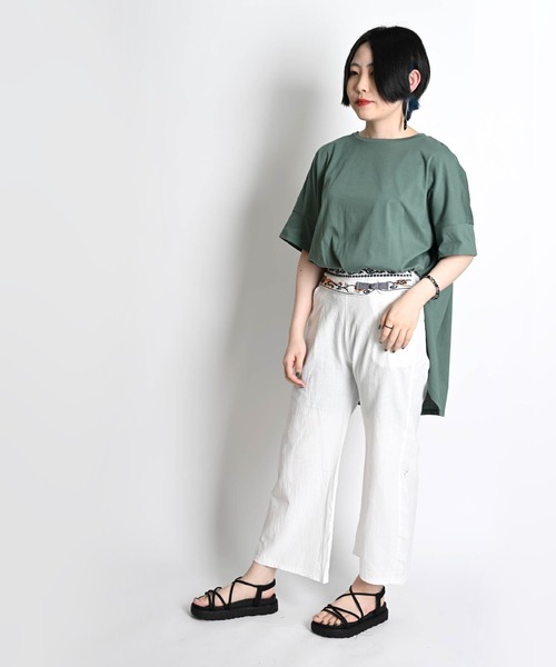 MARAI(マーライ)の「チャイナボタン刺繍ストレートパンツ アンクル丈ストレートパンツ リネン混 綿麻(その他パンツ・レディース・ホワイト/ベージュ/オレンジ・FREE)」の16枚目の写真
