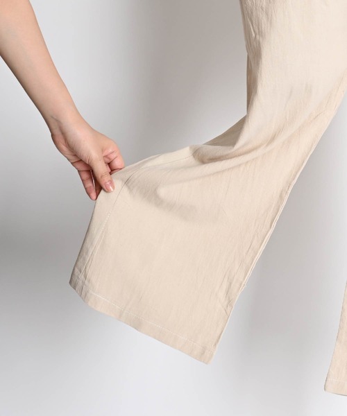 MARAI(マーライ)の「チャイナボタン刺繍ストレートパンツ アンクル丈ストレートパンツ リネン混 綿麻(その他パンツ・レディース・ホワイト/ベージュ/オレンジ・FREE)」の9枚目の写真