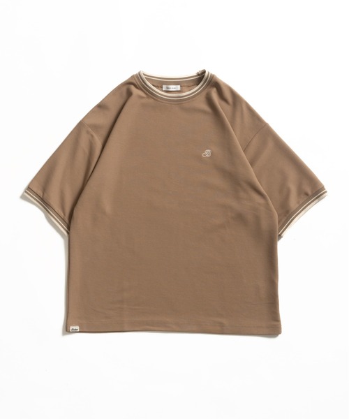 Adoon plain(アドーンプレーン)の「鹿の子ワンポイント刺繍Tシャツ(Tシャツ/カットソー・メンズ・ベージュ/ブラック・MEDIUM/LARGE)」の5枚目の写真