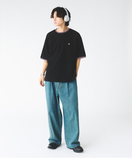 Adoon plain(アドーンプレーン)の「鹿の子ワンポイント刺繍Tシャツ(Tシャツ/カットソー・メンズ・ベージュ/ブラック・MEDIUM/LARGE)」の11枚目の写真