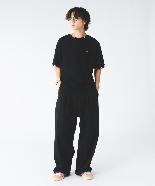 Adoon plain(アドーンプレーン)の「鹿の子ワンポイント刺繍Tシャツ(Tシャツ/カットソー・メンズ・ベージュ/ブラック・MEDIUM/LARGE)」の13枚目の写真
