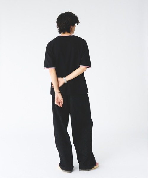 Adoon plain(アドーンプレーン)の「鹿の子ワンポイント刺繍Tシャツ(Tシャツ/カットソー・メンズ・ベージュ/ブラック・MEDIUM/LARGE)」の14枚目の写真