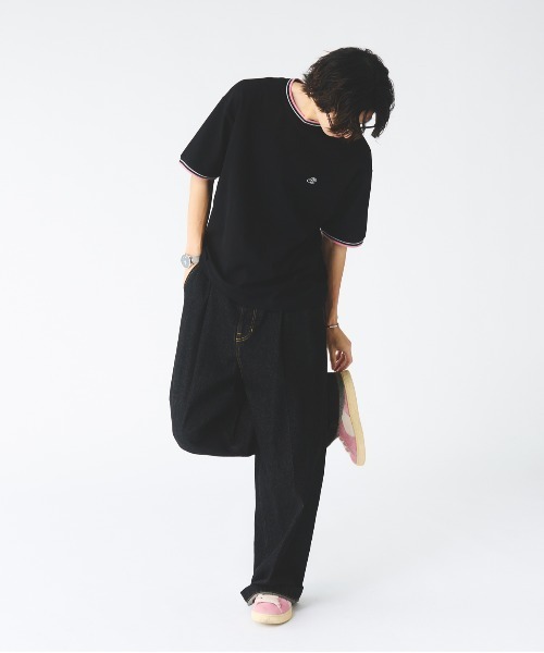 Adoon plain(アドーンプレーン)の「鹿の子ワンポイント刺繍Tシャツ(Tシャツ/カットソー・メンズ・ベージュ/ブラック・MEDIUM/LARGE)」の16枚目の写真