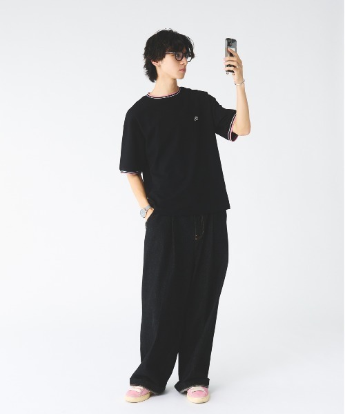 Adoon plain(アドーンプレーン)の「鹿の子ワンポイント刺繍Tシャツ(Tシャツ/カットソー・メンズ・ベージュ/ブラック・MEDIUM/LARGE)」の18枚目の写真