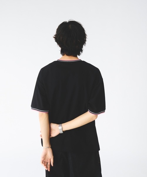 Adoon plain(アドーンプレーン)の「鹿の子ワンポイント刺繍Tシャツ(Tシャツ/カットソー・メンズ・ベージュ/ブラック・MEDIUM/LARGE)」の10枚目の写真
