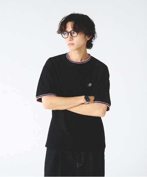 Adoon plain(アドーンプレーン)の「鹿の子ワンポイント刺繍Tシャツ(Tシャツ/カットソー・メンズ・ベージュ/ブラック・MEDIUM/LARGE)」の7枚目の写真