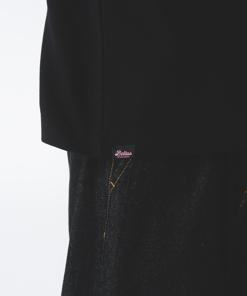 Adoon plain(アドーンプレーン)の「鹿の子ワンポイント刺繍Tシャツ(Tシャツ/カットソー・メンズ・ベージュ/ブラック・MEDIUM/LARGE)」の4枚目の写真