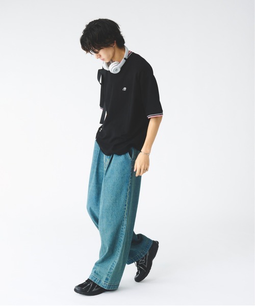 Adoon plain(アドーンプレーン)の「鹿の子ワンポイント刺繍Tシャツ(Tシャツ/カットソー・メンズ・ベージュ/ブラック・MEDIUM/LARGE)」の21枚目の写真