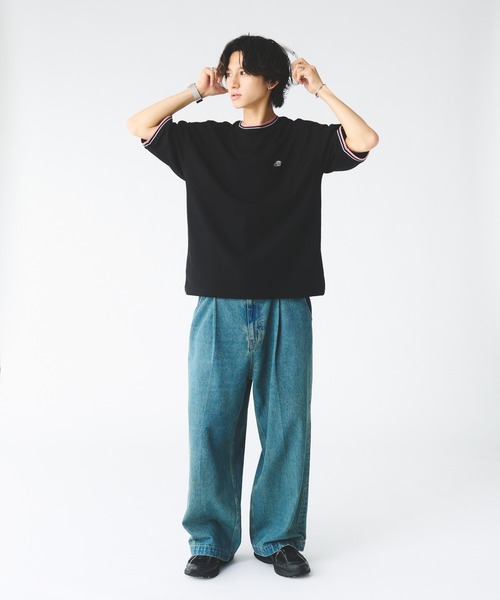 Adoon plain(アドーンプレーン)の「鹿の子ワンポイント刺繍Tシャツ(Tシャツ/カットソー・メンズ・ベージュ/ブラック・MEDIUM/LARGE)」の19枚目の写真