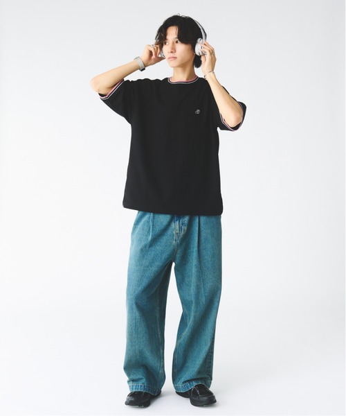 Adoon plain(アドーンプレーン)の「鹿の子ワンポイント刺繍Tシャツ(Tシャツ/カットソー・メンズ・ベージュ/ブラック・MEDIUM/LARGE)」の20枚目の写真