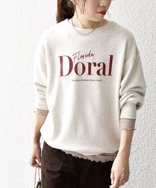 SHIPS any(シップス エニィ)の「【SHIPS any別注】THE KNiTS:〈洗濯機可能〉ロゴ クルーネック スウェット(スウェット・レディース・グレー/ナチュラル/ワインレッド・ONE SIZE)」の3枚目の写真