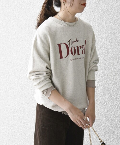 SHIPS any(シップス エニィ)の「【SHIPS any別注】THE KNiTS:〈洗濯機可能〉ロゴ クルーネック スウェット(スウェット・レディース・グレー/ナチュラル/ワインレッド・ONE SIZE)」の8枚目の写真