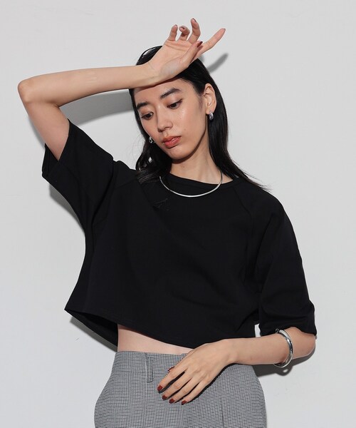 GALLEST（ギャレスト）の「◆クロップドフォルムTシャツ（Tシャツ/カットソー・レディース・ブルー/ダークグレー/ブラック・38）」の5枚目の写真