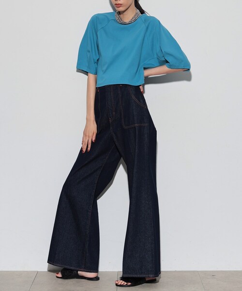 GALLEST（ギャレスト）の「◆クロップドフォルムTシャツ（Tシャツ/カットソー・レディース・ブルー/ダークグレー/ブラック・38）」の9枚目の写真