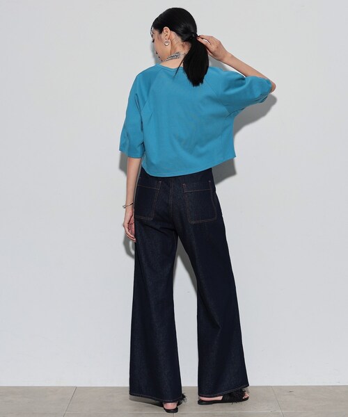 GALLEST（ギャレスト）の「◆クロップドフォルムTシャツ（Tシャツ/カットソー・レディース・ブルー/ダークグレー/ブラック・38）」の13枚目の写真