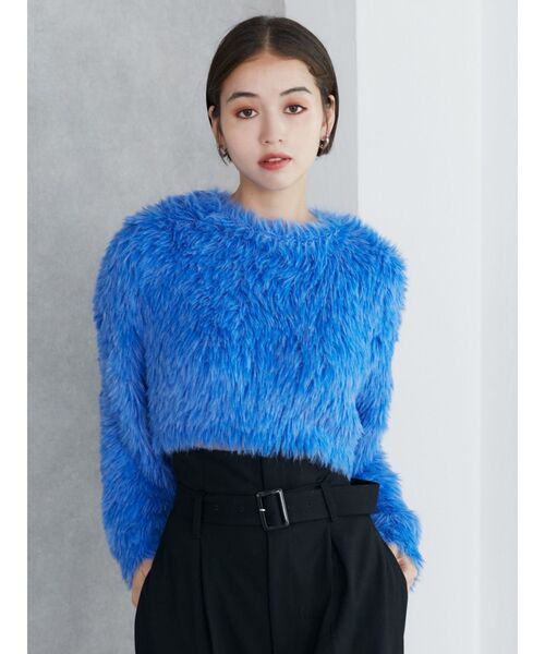 MURUA(ムルーア)の「シャギークロップドニット(ニット/セーター・レディース・イエロー/ベージュ/レッド/カーキ/グレー/ブルー・FREE)」の17枚目の写真