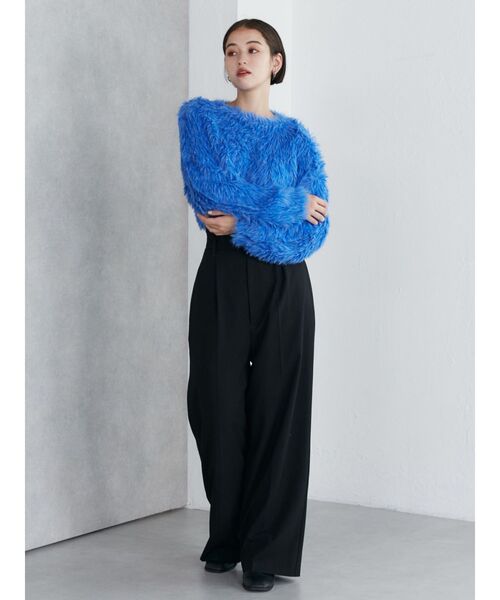 MURUA(ムルーア)の「シャギークロップドニット(ニット/セーター・レディース・イエロー/ベージュ/レッド/カーキ/グレー/ブルー・FREE)」の18枚目の写真