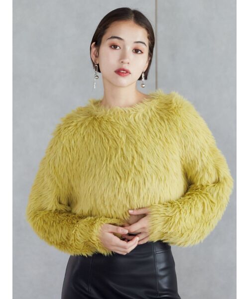 MURUA(ムルーア)の「シャギークロップドニット(ニット/セーター・レディース・イエロー/ベージュ/レッド/カーキ/グレー/ブルー・FREE)」の19枚目の写真