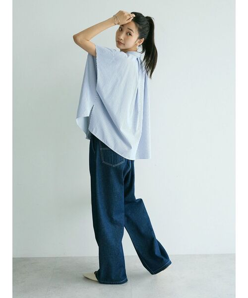 CRAFT STANDARD BOUTIQUE(クラフトスタンダードブティック)の「ステンサイドソリッドストライプブラウス②(シャツ/ブラウス・レディース・ブルー系その他6・FREE)」の9枚目の写真