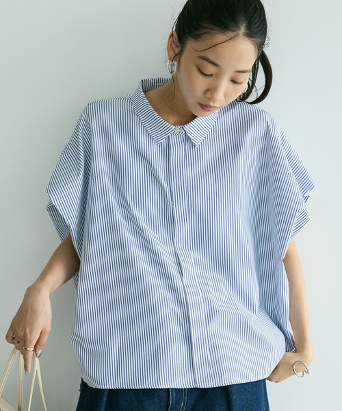 CRAFT STANDARD BOUTIQUE(クラフトスタンダードブティック)の「ステンサイドソリッドストライプブラウス②(シャツ/ブラウス・レディース・ブルー系その他6・FREE)」の1枚目の写真
