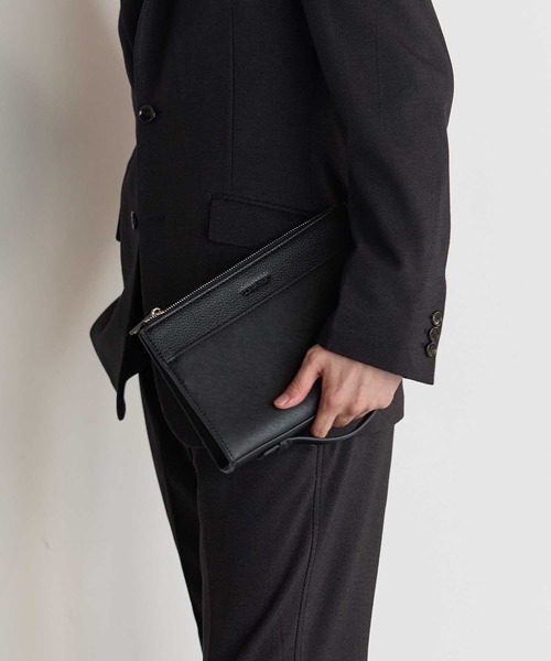 UNION STATION（ユニオンステーション）の「フェイクレザー サフィアーノ クラッチ バッグ（クラッチバッグ・メンズ・ネイビー/ブラック・FREE）」の3枚目の写真