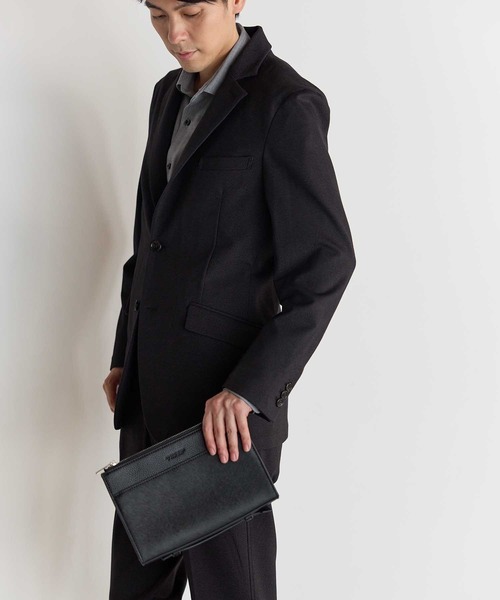 UNION STATION（ユニオンステーション）の「フェイクレザー サフィアーノ クラッチ バッグ（クラッチバッグ・メンズ・ネイビー/ブラック・FREE）」の7枚目の写真