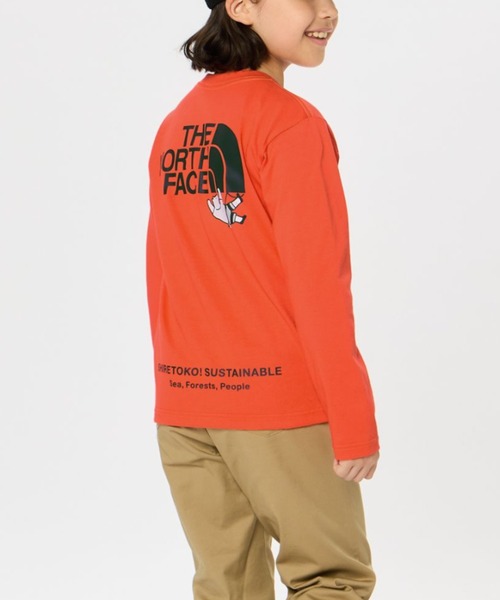 THE NORTH FACE（ザノースフェイス）の「THE NORTH FACE Kids L/S Shiretoko Toko Tee NTJ82332ST（Tシャツ/カットソー・キッズ・ホワイト/ブラック/オレンジ・120/140/100/110/130）」の3枚目の写真
