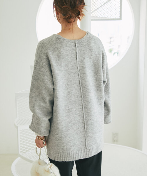 un dix cors（アンディコール）の「《柔らかく軽い着心地》ヤクライクVネックニット（ニット/セーター・レディース・グレー/ブラック/ホワイト系その他/パープル/イエロー・FREE）」の16枚目の写真