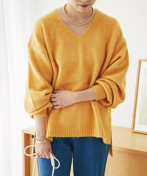 un dix cors（アンディコール）の「《柔らかく軽い着心地》ヤクライクVネックニット（ニット/セーター・レディース・グレー/ブラック/ホワイト系その他/パープル/イエロー・FREE）」の22枚目の写真