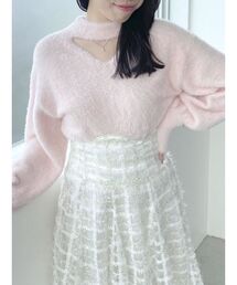 ♡ dazzlin ♡ ビックリボンオフショルニットプルオーバー ピンク ビックリボンオフショルニットプルオーバー｜ダズリン（dazzlin