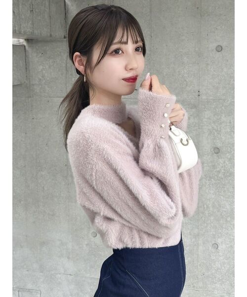 dazzlin（ダズリン）の「2wayシャギーミニニットトップス（ニット/セーター・レディース・イエロー/パープル/モカ/ピンク/オフホワイト/チャコールグレー・FREE）」の11枚目の写真