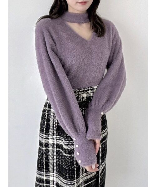 dazzlin（ダズリン）の「2wayシャギーミニニットトップス（ニット/セーター・レディース・イエロー/パープル/モカ/ピンク/オフホワイト/チャコールグレー・FREE）」の16枚目の写真