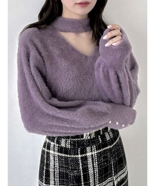 dazzlin（ダズリン）の「2wayシャギーミニニットトップス（ニット/セーター・レディース・イエロー/パープル/モカ/ピンク/オフホワイト/チャコールグレー・FREE）」の17枚目の写真