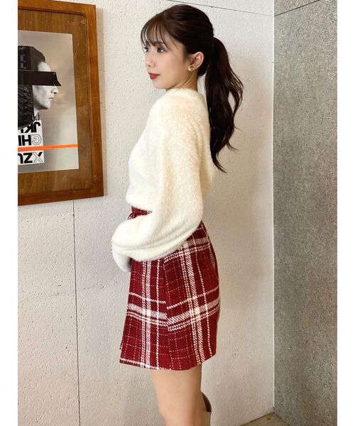 dazzlin（ダズリン）の「2wayシャギーミニニットトップス（ニット/セーター・レディース・イエロー/パープル/モカ/ピンク/オフホワイト/チャコールグレー・FREE）」の8枚目の写真