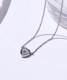LHME | 【WEB限定】“Moment”ハートストーンネックレス/クリア/サージカルステンレス（金属アレルギー対応）【LHME / エルエイチエムイー】(ネックレス)