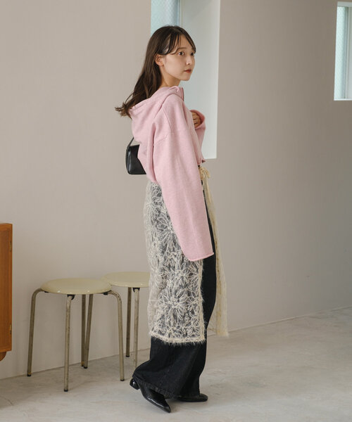 Kastane（カスタネ）の「*フェザーフラワーラップスカート（ベルト・レディース・アイボリー/ブラック・FREE）」の11枚目の写真