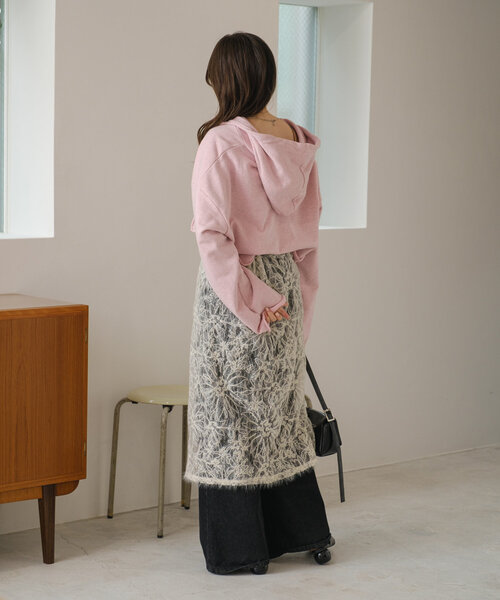 Kastane（カスタネ）の「*フェザーフラワーラップスカート（ベルト・レディース・アイボリー/ブラック・FREE）」の12枚目の写真