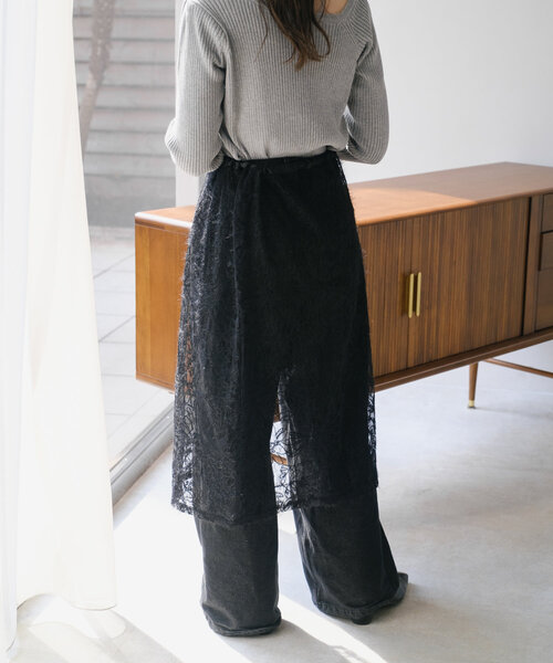 Kastane（カスタネ）の「*フェザーフラワーラップスカート（ベルト・レディース・アイボリー/ブラック・FREE）」の14枚目の写真