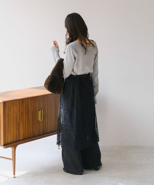 Kastane（カスタネ）の「*フェザーフラワーラップスカート（ベルト・レディース・アイボリー/ブラック・FREE）」の17枚目の写真