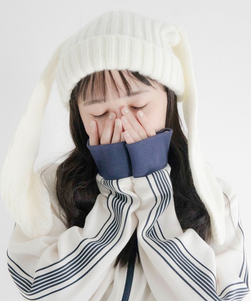 WEGO（ウィゴー）の「WEGO/ウサミミニットキャップ（ニットキャップ/ビーニー・レディース・オフホワイト/ブラック・FREE）」の8枚目の写真