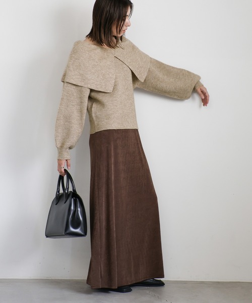 セール】アルパカタッチビッグケープニット（ニット/セーター