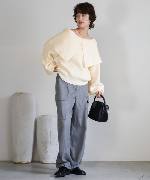 セール】アルパカタッチビッグケープニット（ニット/セーター