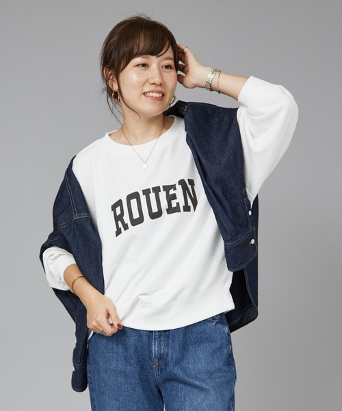 Rouge vif(ルージュヴィフ)の「【一部店舗限定】ドロップショルダーロゴスウエット(スウェット・レディース・オフホワイト/グレー・フリー)」の6枚目の写真