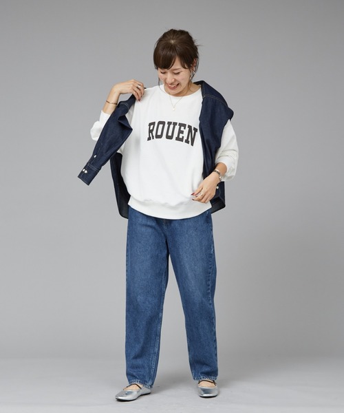 Rouge vif(ルージュヴィフ)の「【一部店舗限定】ドロップショルダーロゴスウエット(スウェット・レディース・オフホワイト/グレー・フリー)」の8枚目の写真