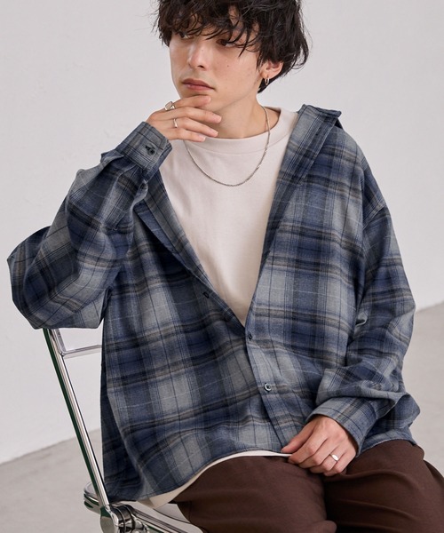 MONO-MART（モノマート）の「ビエラルーズレギュラーカラーネルシャツ（シャツ/ブラウス・メンズ・オフホワイト/グレー系/ダークブラウン/ベージュ系/ブラック/ダークグレー・S/L/M）」の4枚目の写真