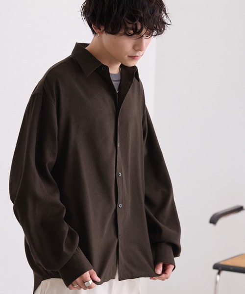 MONO-MART（モノマート）の「ビエラルーズレギュラーカラーネルシャツ（シャツ/ブラウス・メンズ・オフホワイト/グレー系/ダークブラウン/ベージュ系/ブラック/ダークグレー・S/L/M）」の5枚目の写真